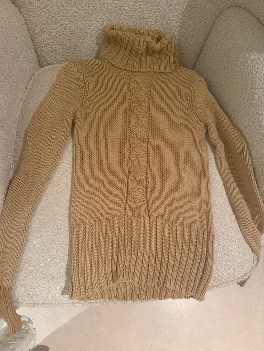 DKNY Cable-Front Turtleneck Sweater - Camel